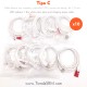 10 cables para alarma con cargador C