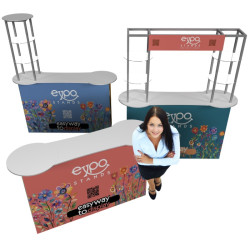 Counter de 170x55 cm con opción repisas y cenefa.