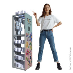 Display portátil con repisa y ganchera