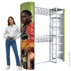 ExpoStands - Ganchera para prendas de vestir y exhibidor con repisa.
