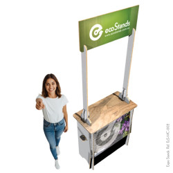 Mesa o counter Eco Stand en cartón o MDF con cenefa 80x40